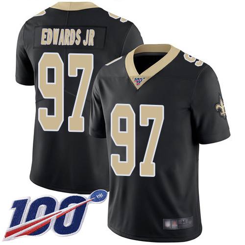 Men New Orleans Saints Limited Black Mario Edwards Jr Home Jersey NFL Football 97 100th Season Vapor Untouchable Jersey